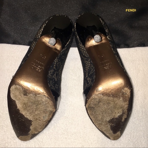 FENDI BLACK PUMPS SIZE 37.5 - Picture 7 of 8